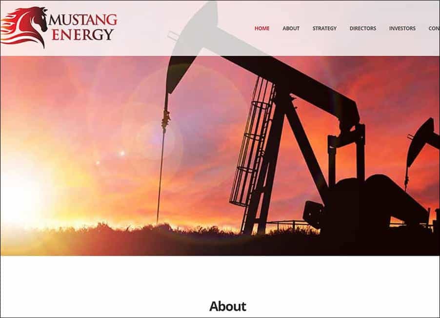 Mustang Energy plc website designed and developed by Corporates Online