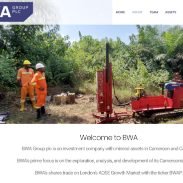 BWA Group plc Home page of website designed and developed by Corporates Online